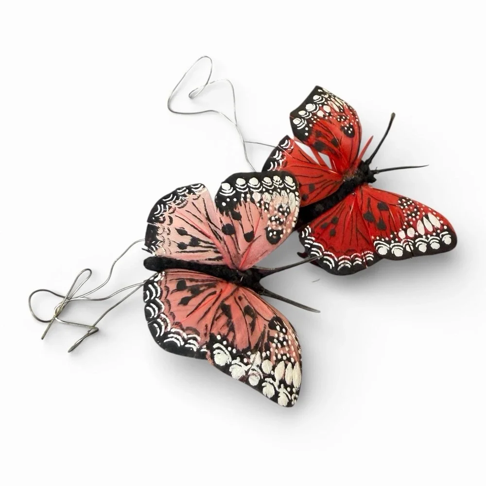 Vintage Handcrafted Feather Butterflies‎ - Lot of (2) - Use For Crafting